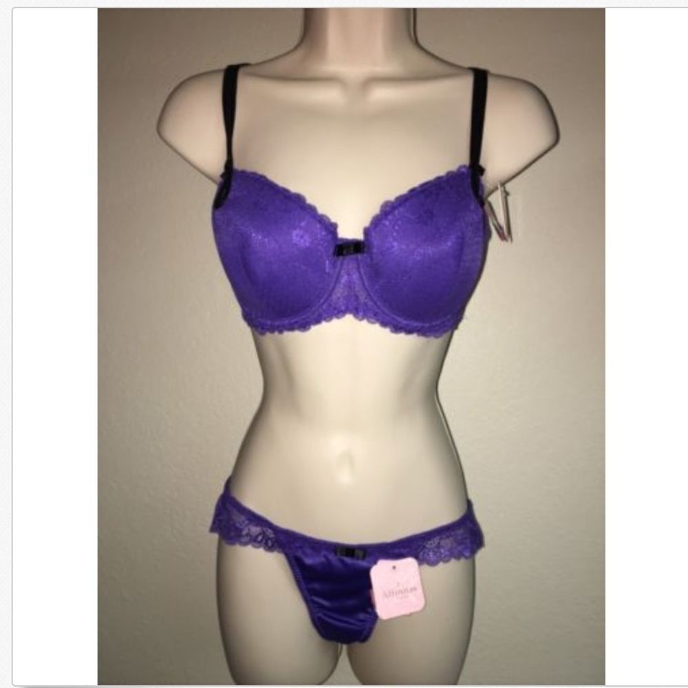 Affinitas 3pc Set Bra Panty Babydoll 34D Large NWT